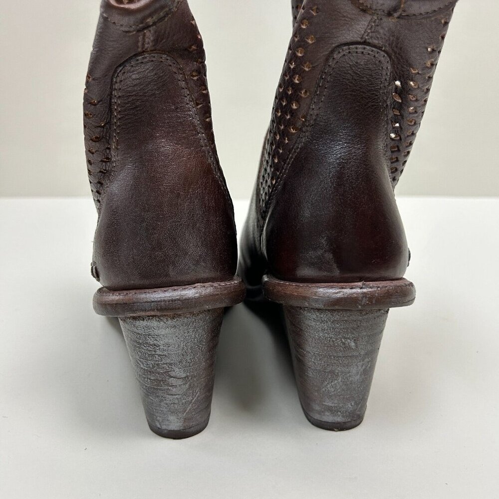 Bed Stu Boots Womens Size 8 Brown Dutchess Teal Cut Out Wedge Booties Ladies - Picture 9 of 14